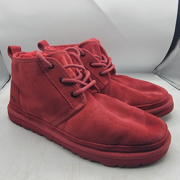UGG Neumel Mens 10 Red Chukka Boots Lined Warm Casual Outdoors Walking 3236 - Picture 1 of 12